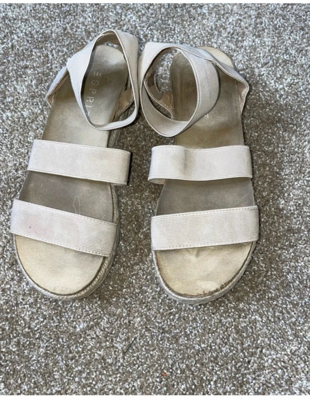 Esprit Women shoes Sandals Tan Espadrille Platform SZ 7.5 GiGi slip on platform